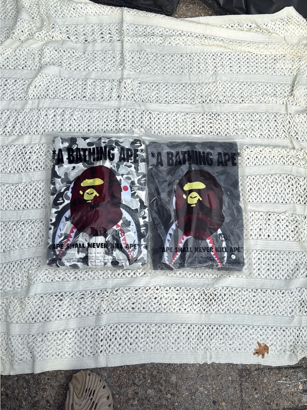 Bape Men’s Short Sleeve Tee Set – White Camo & Black